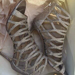 Elegant Silver Strappy Women's Heels